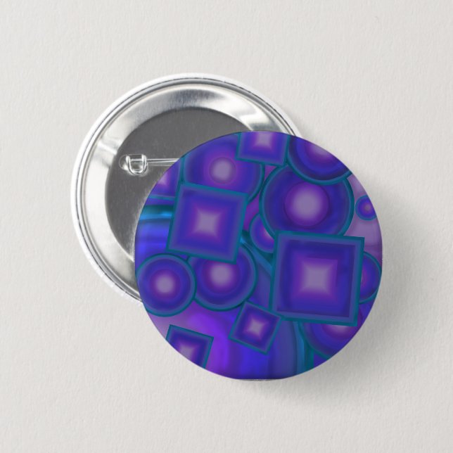 Geometric Harmony in Blues and Purples 6 Cm Round Badge (Front & Back)