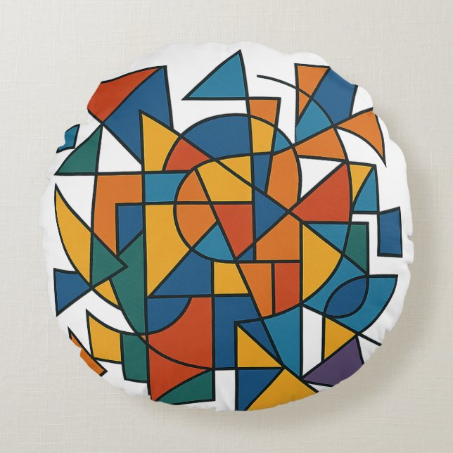 Geometric Harmony Round Cushion (Front)