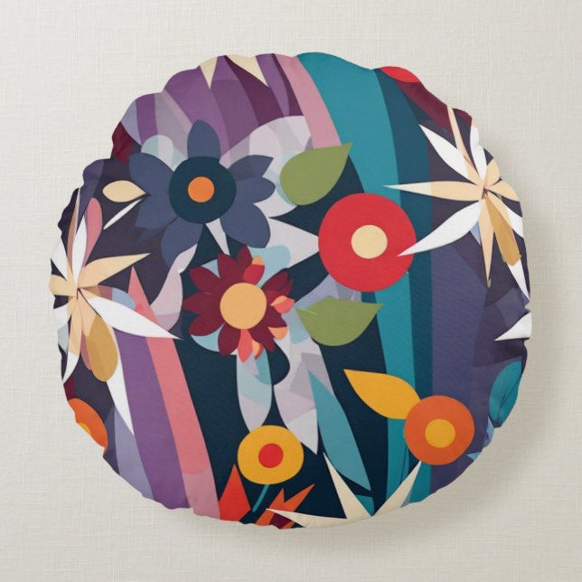Geometric Harmony Round Cushion (Front)