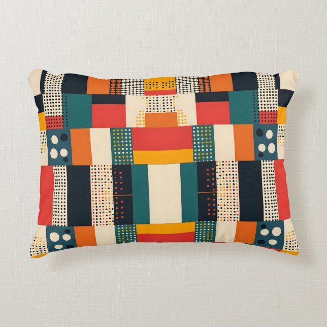 Geometric Harmony Urban Mosaic Decorative Cushion (Front)