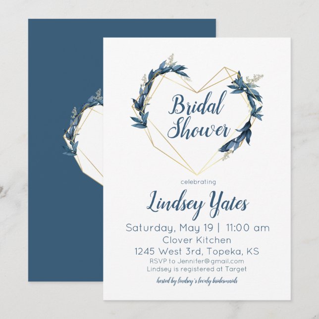 Geometric Heart Bridal Shower Invitation (Front/Back)