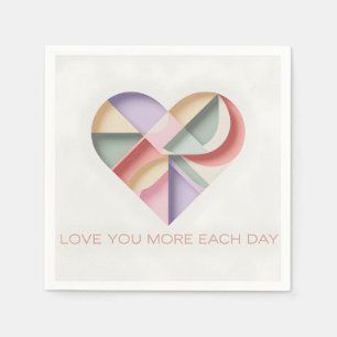 Geometric Heart Design with Pastel Color Blocks Napkin