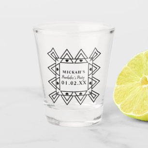 Geometric Heart Frame Logo Bachelor Party Shot Glass