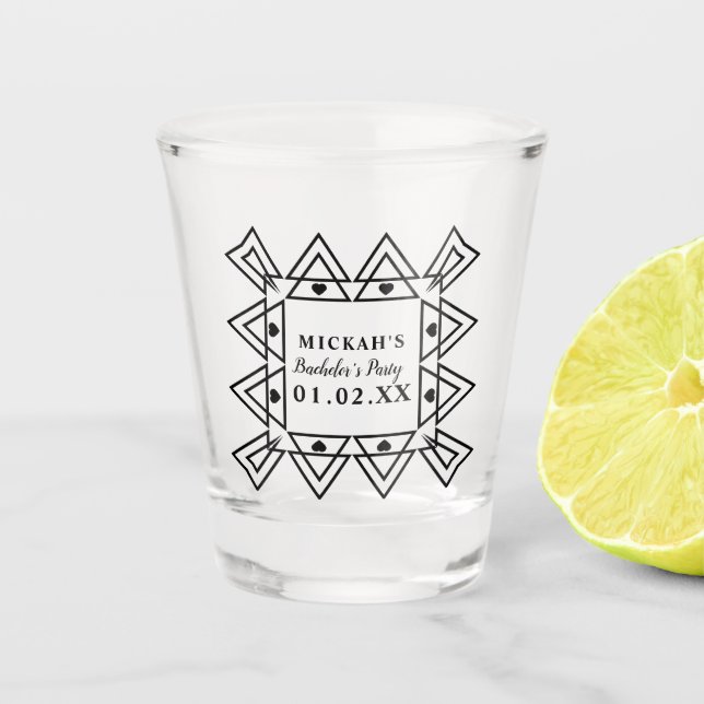 Geometric Heart Frame Logo Bachelor Party  Shot Glass (Front)