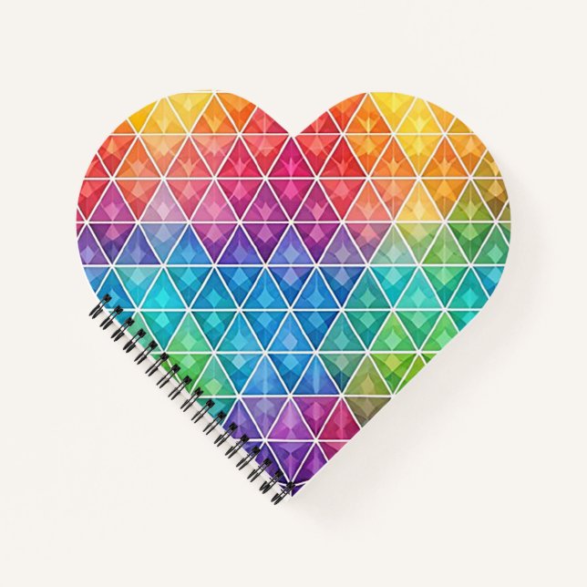 Geometric Heart Rainbow Colours Pattern Notebook (Front)