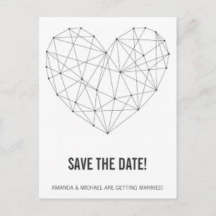 Geometric heart save the date postcard template