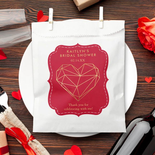 Geometric Heart Valentine's Day Bridal Shower Favour Bags (Creator Uploaded)