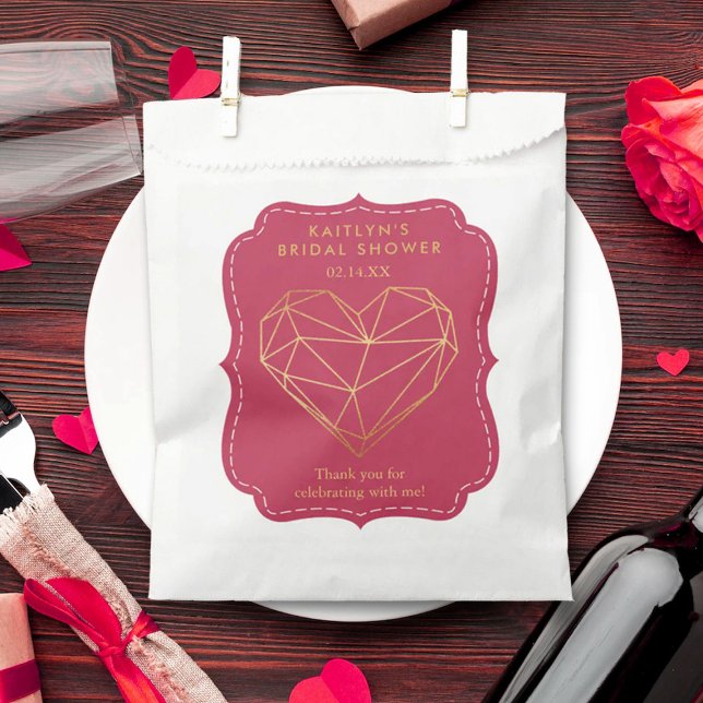 Geometric Heart Valentine's Day Bridal Shower Favour Bags (Creator Uploaded)