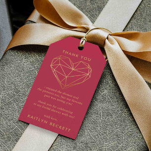 Geometric Heart Valentine's Day Bridal Shower Gift Tags