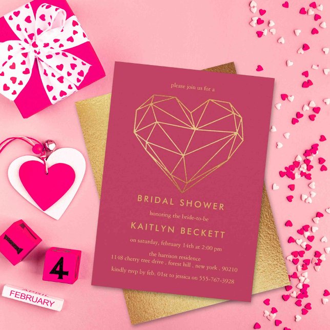 Geometric Heart Valentine's Day Bridal Shower Invitation (Creator Uploaded)