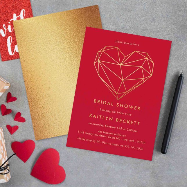Geometric Heart Valentine's Day Bridal Shower Invitation (Creator Uploaded)