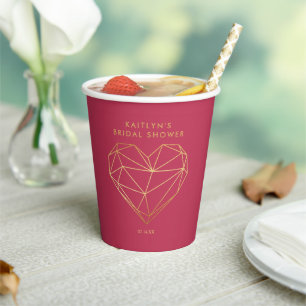 Geometric Heart Valentine's Day Bridal Shower Paper Cups