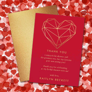 Geometric Heart Valentine's Day Bridal Shower Thank You Card