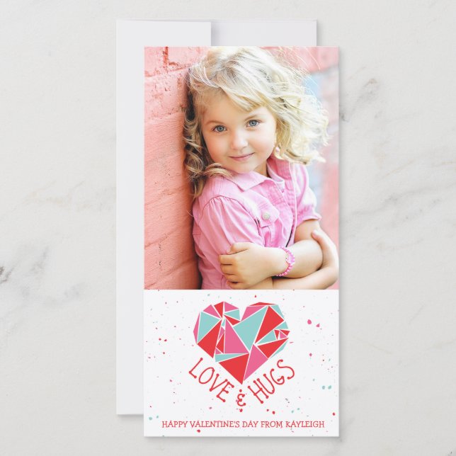 Geometric Heart Valentine's Day Photo Card (Front)