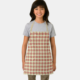 Geometric Hearts & Flowers Tan Kids Apron