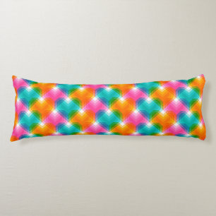 Geometric hearts in psychedelic colours (1) body cushion