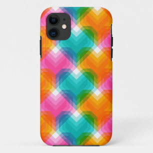 Geometric hearts in psychedelic colours (1) iPhone 11 case