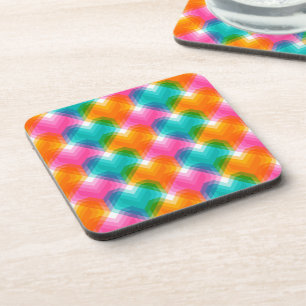 Geometric hearts in psychedelic colours (1) coaster