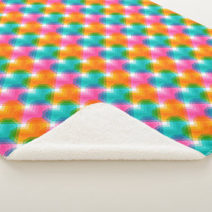 Geometric hearts in psychedelic colours (1) sherpa blanket