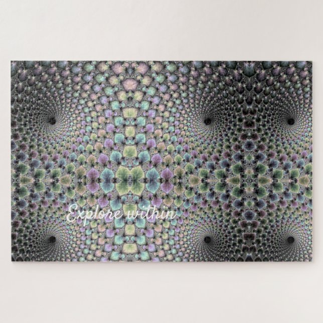 Geometric Helix Optical Illusion Typography Jigsaw Puzzle (Horizontal)