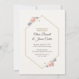 Geometric Hexagon Crystal Wedding Invitation