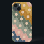 Geometric Hexagon Floral Shapes Earthy Green Pink Case-Mate iPhone Case<br><div class="desc">This stylish phone case features a boho geometric pattern of vintage hexagon shapes in a modern colour palette of navy blue,  forest green,  blush pink,  and mustard yellow.</div>