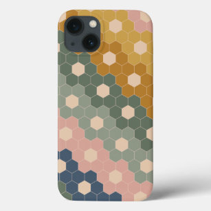 Geometric Hexagon Floral Shapes Earthy Green Pink Case-Mate iPhone Case