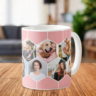 Geometric Hexagon Pattern Photo Collage Coffee Mug