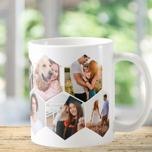 Geometric Hexagon Pattern Photo Collage Coffee Mug