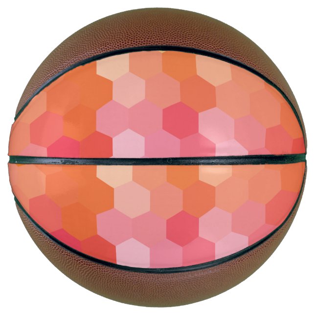 Geometric Hexagon Shapes Pink yellow Basketball (Front)