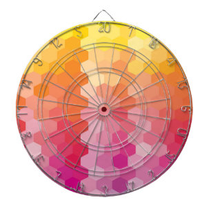 Geometric Hexagon Shapes Pink yellow Dartboard