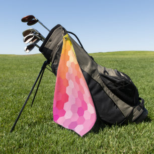 Geometric Hexagon Shapes Pink yellow Golf Towel