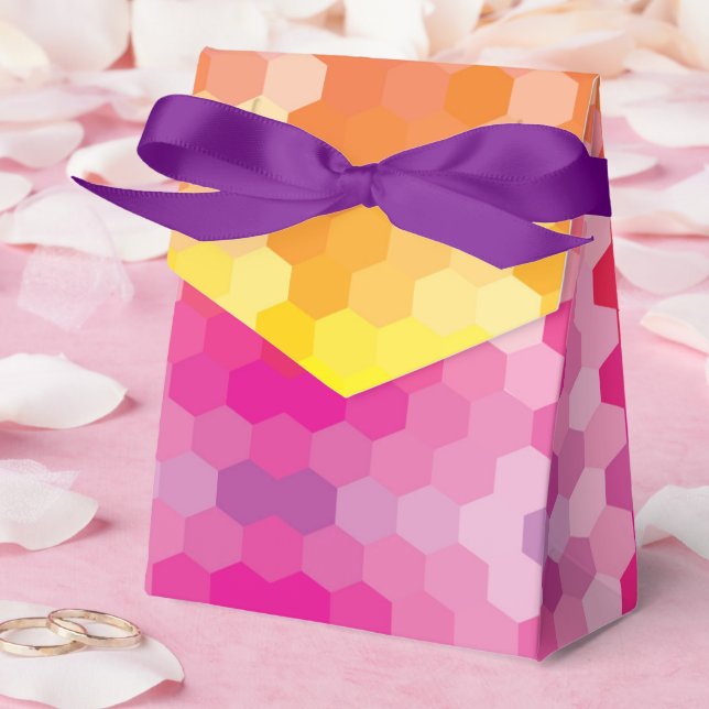 Geometric Hexagon Shapes Pink & Yellow Gradient Favour Box (Wedding)