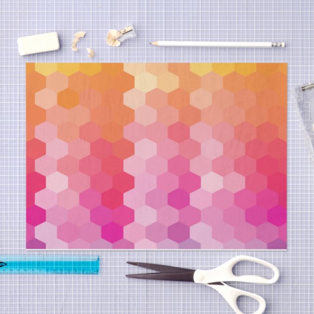Geometric Hexagon Shapes Pink & Yellow Modern Tissue Paper (Craft)
