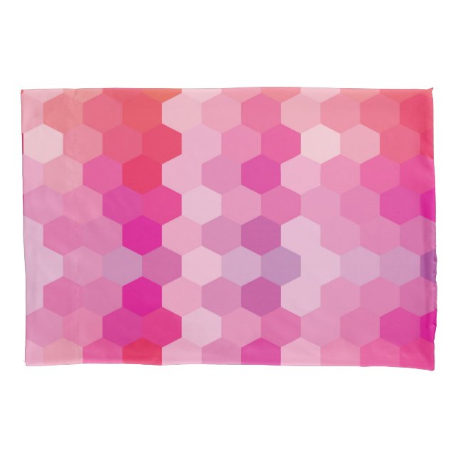 Geometric Hexagon Shapes Pink yellow Pillowcase (Front)