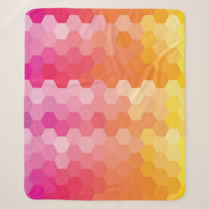 Geometric Hexagon Shapes Pink yellow Sherpa Blanket