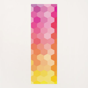 Geometric Hexagon Shapes Pink yellow Yoga Mat
