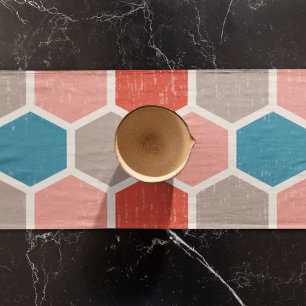 Geometric Hexagon Shapes Short Table Runner