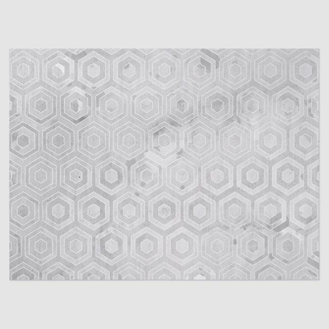 Geometric Hexagonal Hexagon Grey Watercolor Wash Tissue Paper (Front)
