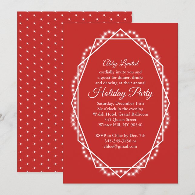 Geometric Holiday Sparkle Corporate Party Invitation (Front/Back)