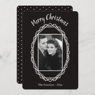 Geometric Holiday Sparkle Photo Christmas Card