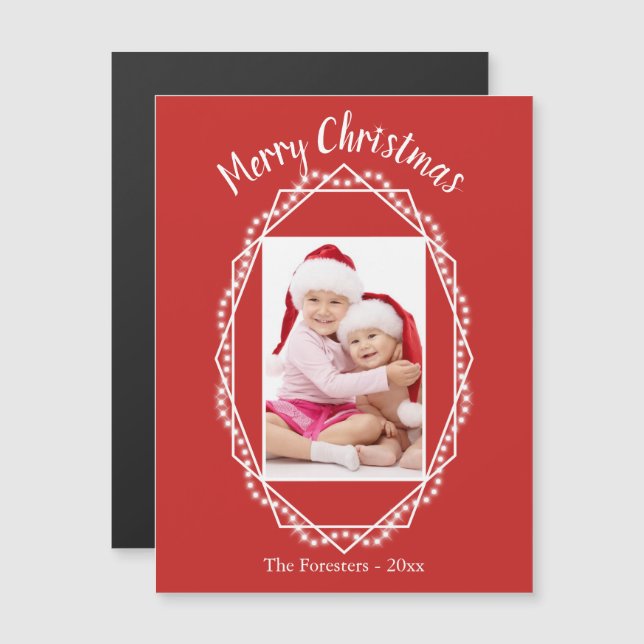 Geometric Holiday Sparkle Photo Magnet (Front/Back)