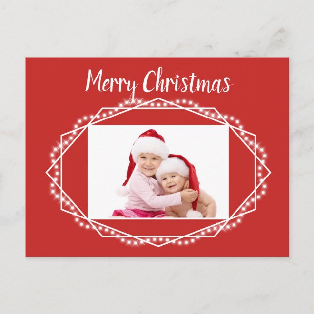 Geometric Holiday Sparkle Photo Postcard (Front)