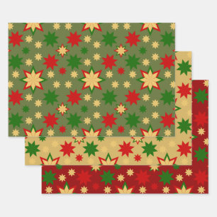 Geometric Holiday Star Wrapping Paper Sheet
