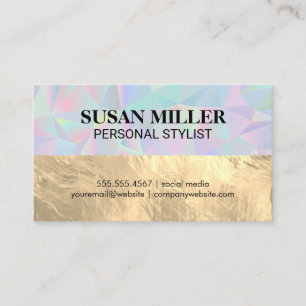 Geometric Holographic Background   Gold Foil Business Card