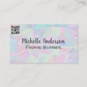 Geometric Holographic Background QR Code Business Card