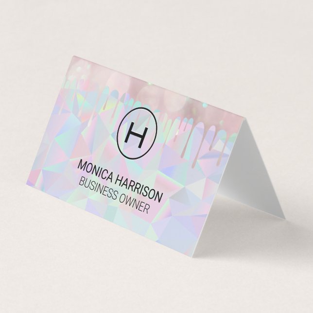 Geometric Holographic | Boke Drip Business Card (Front)