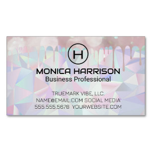 Geometric Holographic   Boke Drip Magnetic Business Card