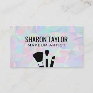 Geometric Holographic Makeup Kit Brushes Business Card