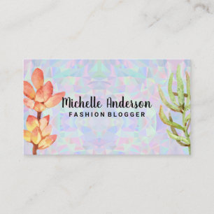 Geometric Holographic   Succulent Plants Business Card